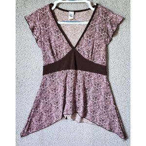 Vtg Y2K Teenie Weenie Womens Sz M Short Sleeve Empire Waist Babydoll Top Stretch